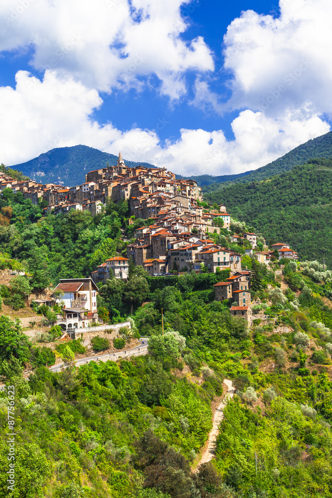 authentic beautiful hill top village Apricale, Liguria, Italy