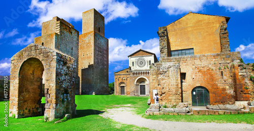 Etruscan city of Tuscania  with San Pietro church.  Italy photo