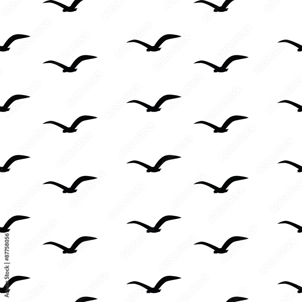 Naklejka premium Seamless pattern with black birds on a white background