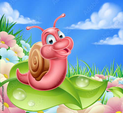 Cartoon Snail in Meadow