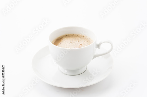 a cup of coffee on white