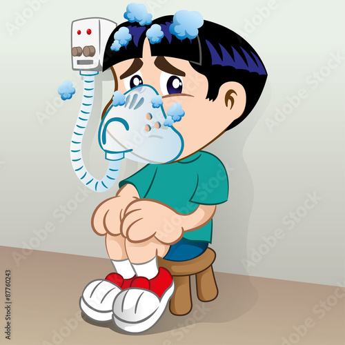 Student Child making inhalation respiratory problems