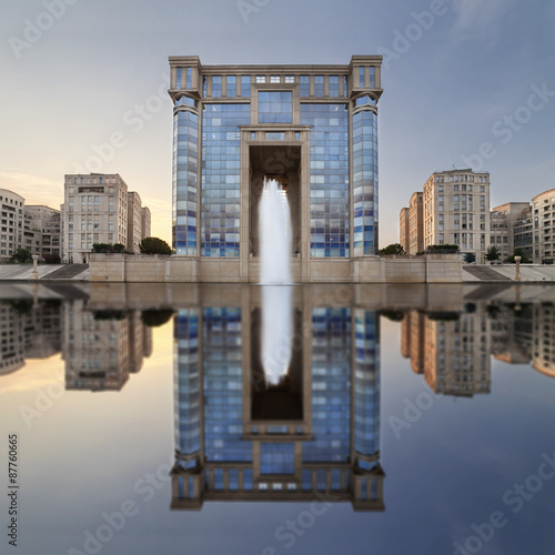 Montpellier Region Hotel with reflection at sunrise photo