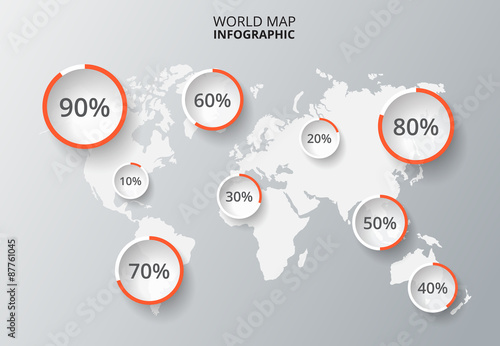 Vector world map with infographic elements.