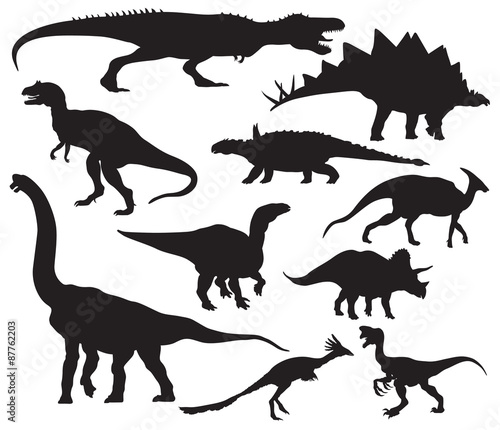 Fototapeta Naklejka Na Ścianę i Meble -  Vector dinosaur silhouettes