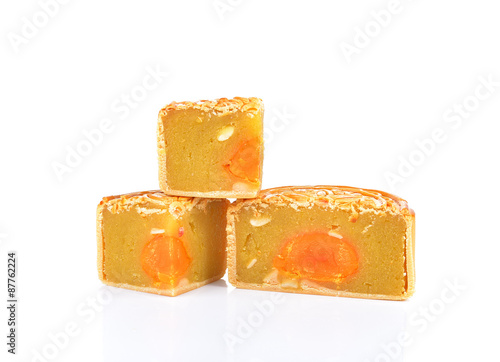 Moon cake on white background