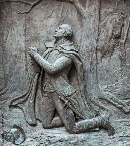 Foto George Washington in Prayer Relief New York City Federal Hall Wall Street Manhat