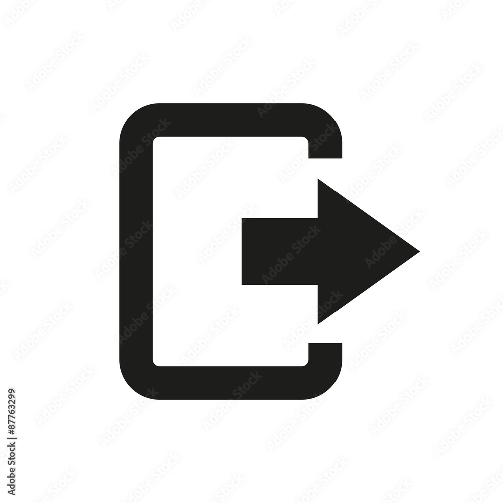 The exit bag icon. Logout and output, outlet, out symbol. Flat The exit bag icon. Logout and output, outlet, out symbol. Flat
