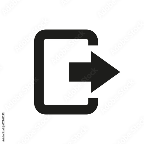 The exit bag icon. Logout and output, outlet, out symbol. Flat