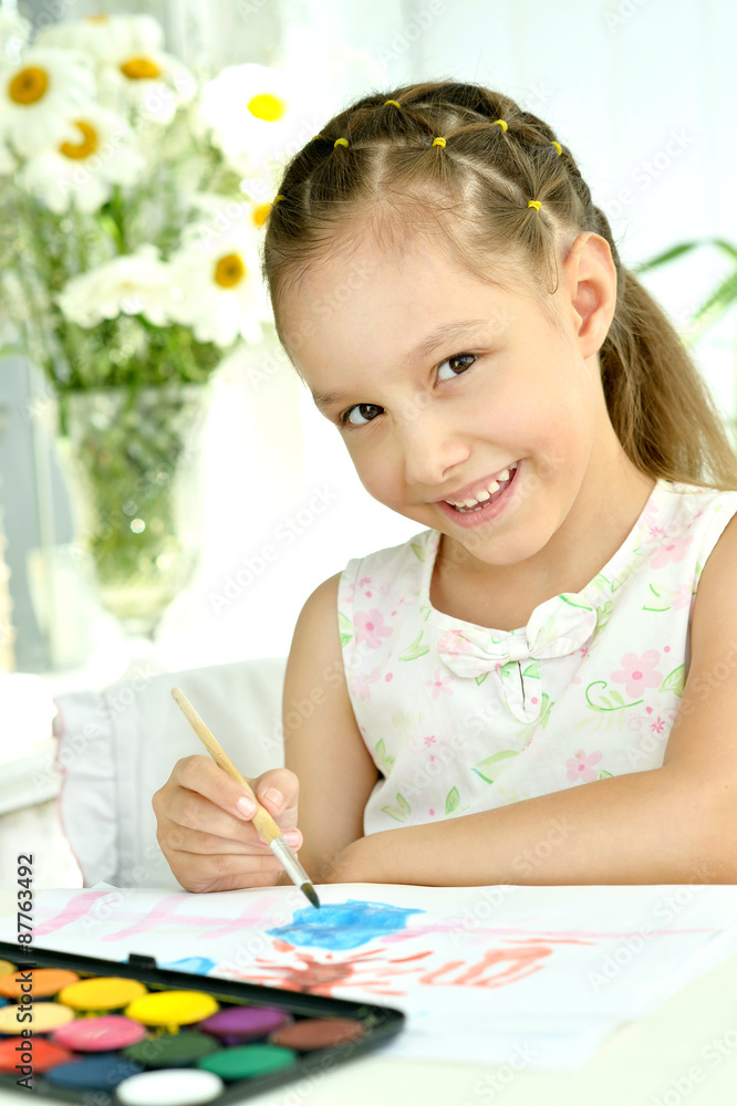 Little girl drawing at home Little girl drawing at home