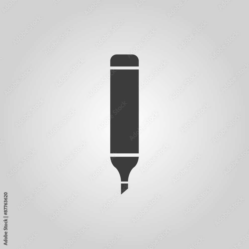 The marker icon. Pen and pencil, highlighter symbol. Flat The marker icon. Pen and pencil, highlighter symbol. Flat
