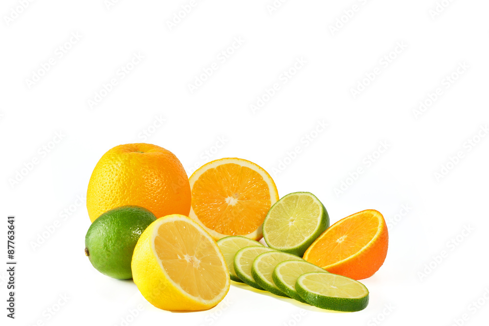Fresh citric fruit isolated on white background and coctail Fresh citric fruit isolated on white background and coctail