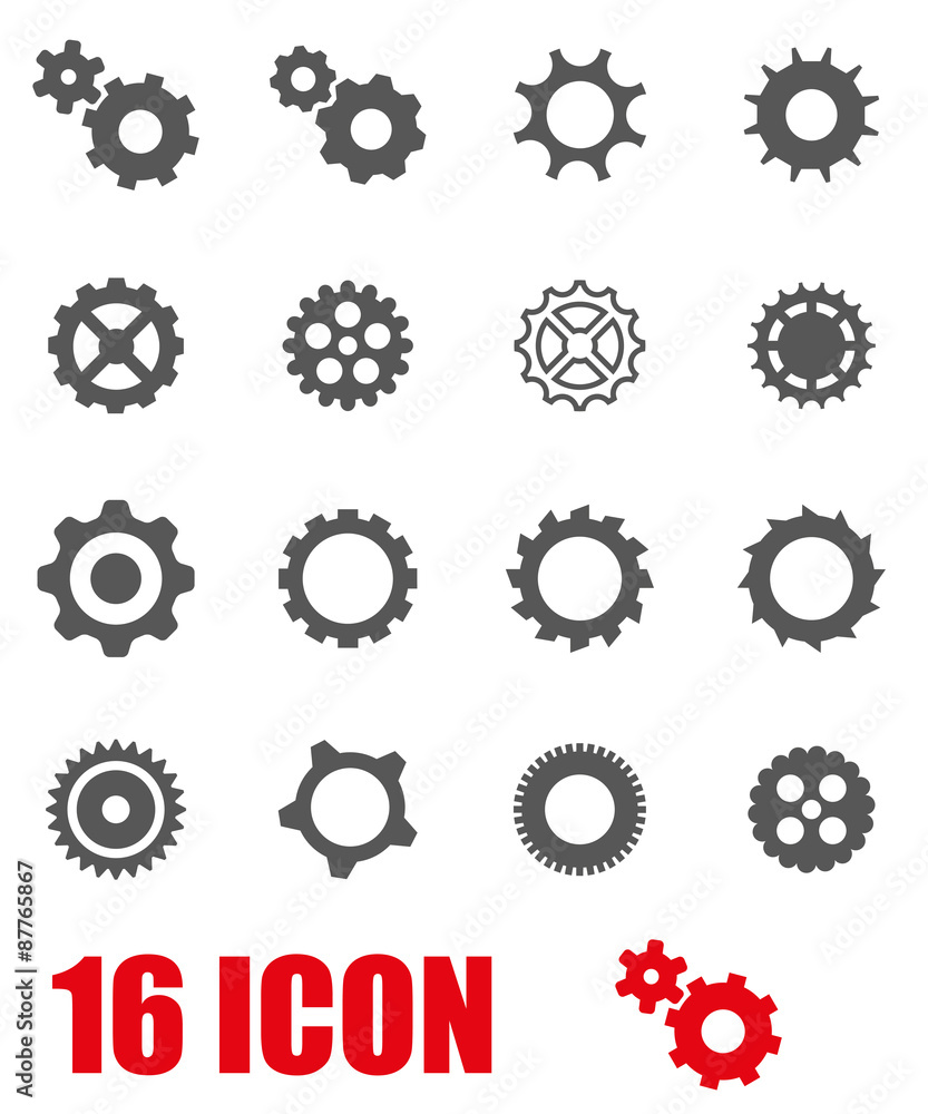 Vector grey gear icon set Vector grey gear icon set