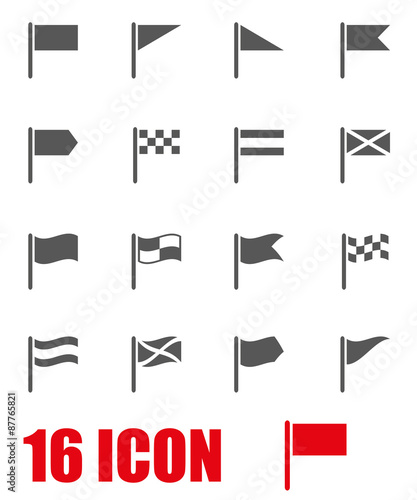 Vector grey flag icon set