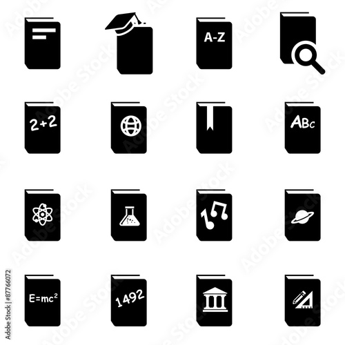 Vector black schoolbook icon set