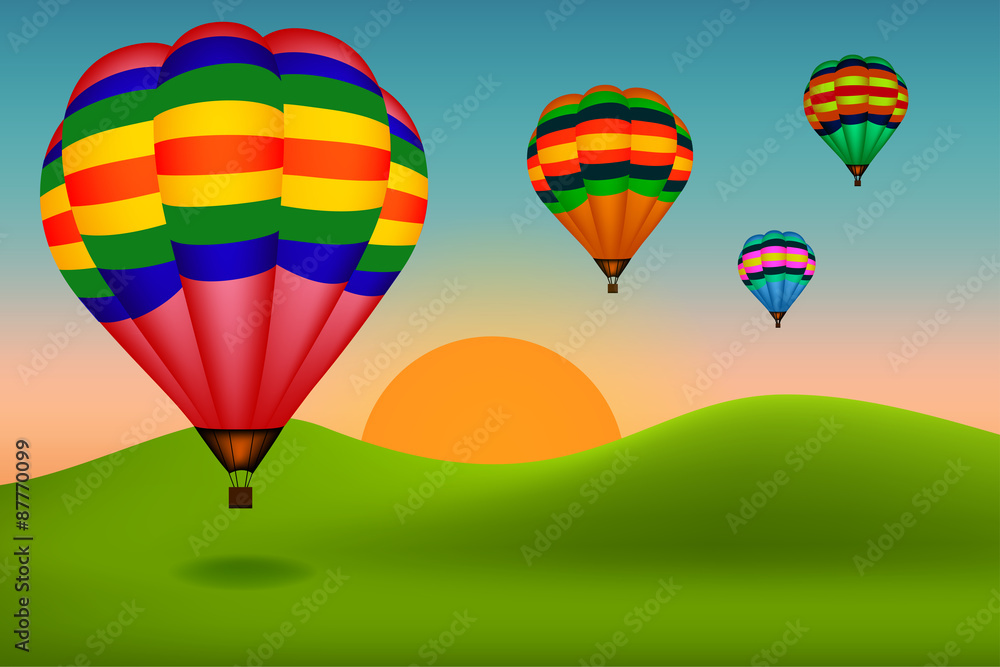 Naklejka premium balloon vector and sun rise