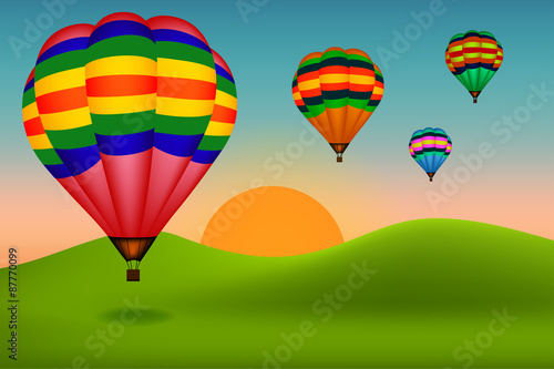 balloon vector and sun rise