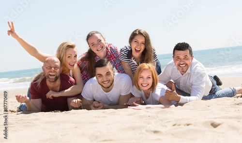 Happy adults at beach