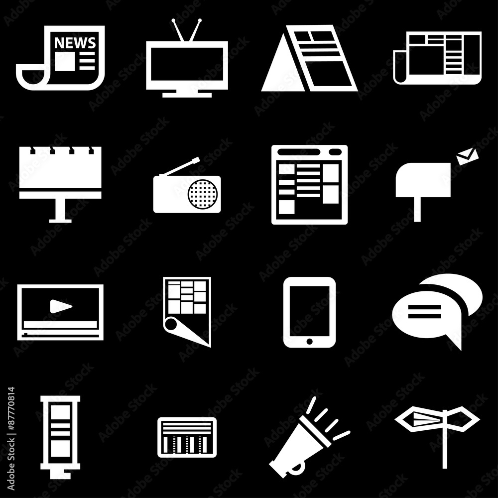 Vector white advertisement icon set Vector white advertisement icon set
