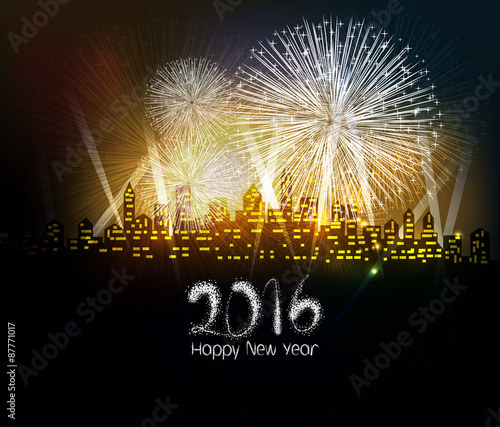 Happy new year 2016 written with Sparkle firework