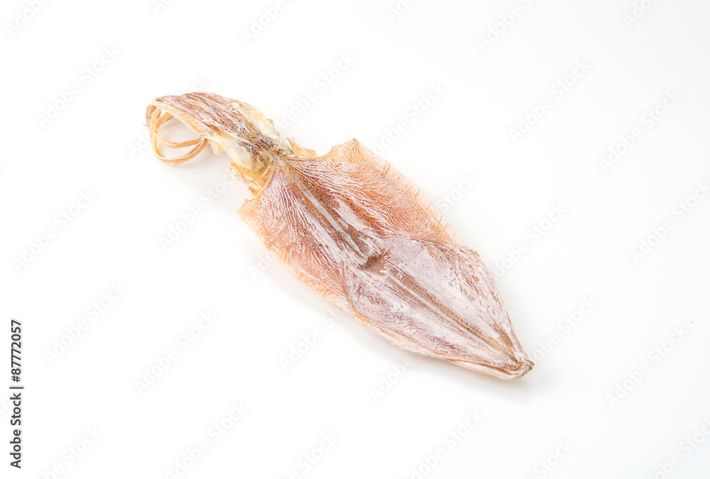 Fototapeta premium Dried squid on white background