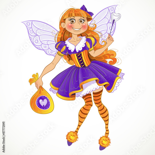 Little tooth fairy with bag of tooth