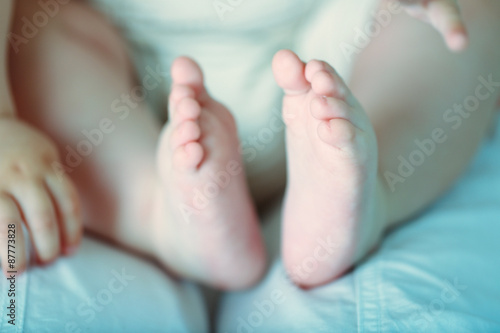 Baby hands and feet, closeup