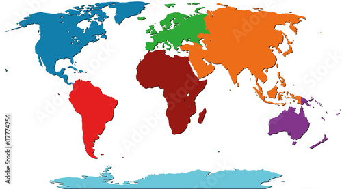 Illustration Graphic Vector World Map colored