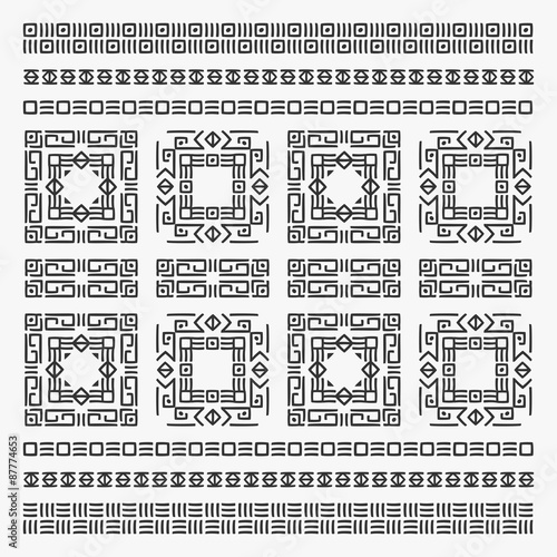 Tribal Aztec Decoration Pattern Design Elements White