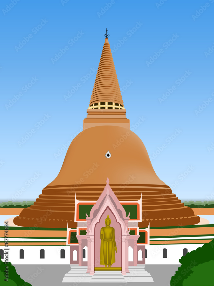 Naklejka premium biggest stupa in temple thai