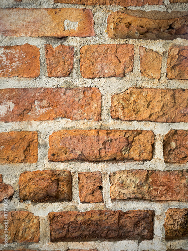 old red brick wall close up