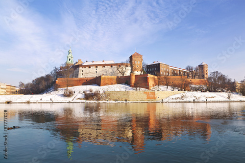 Wawel castle in Krakow in the winter, Poland