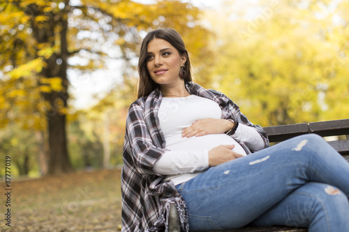 Young pregnant woman sittin...