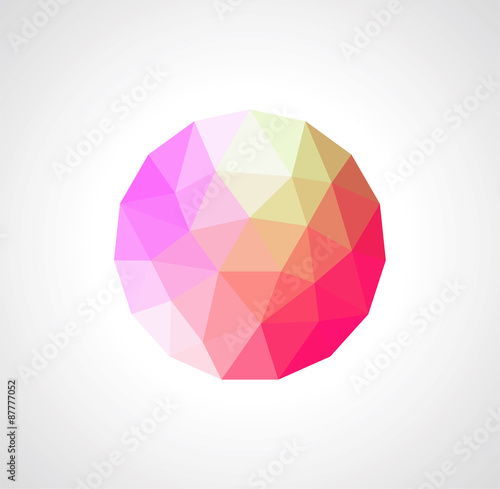polygonal sphere red ball on a light background
