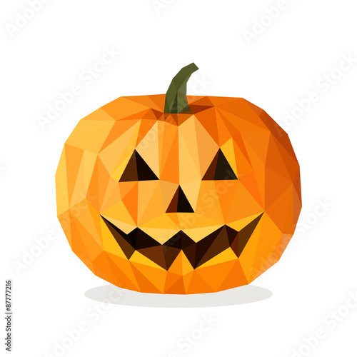 low poly polygon pumpkin for Halloween