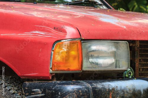 headlights of old car