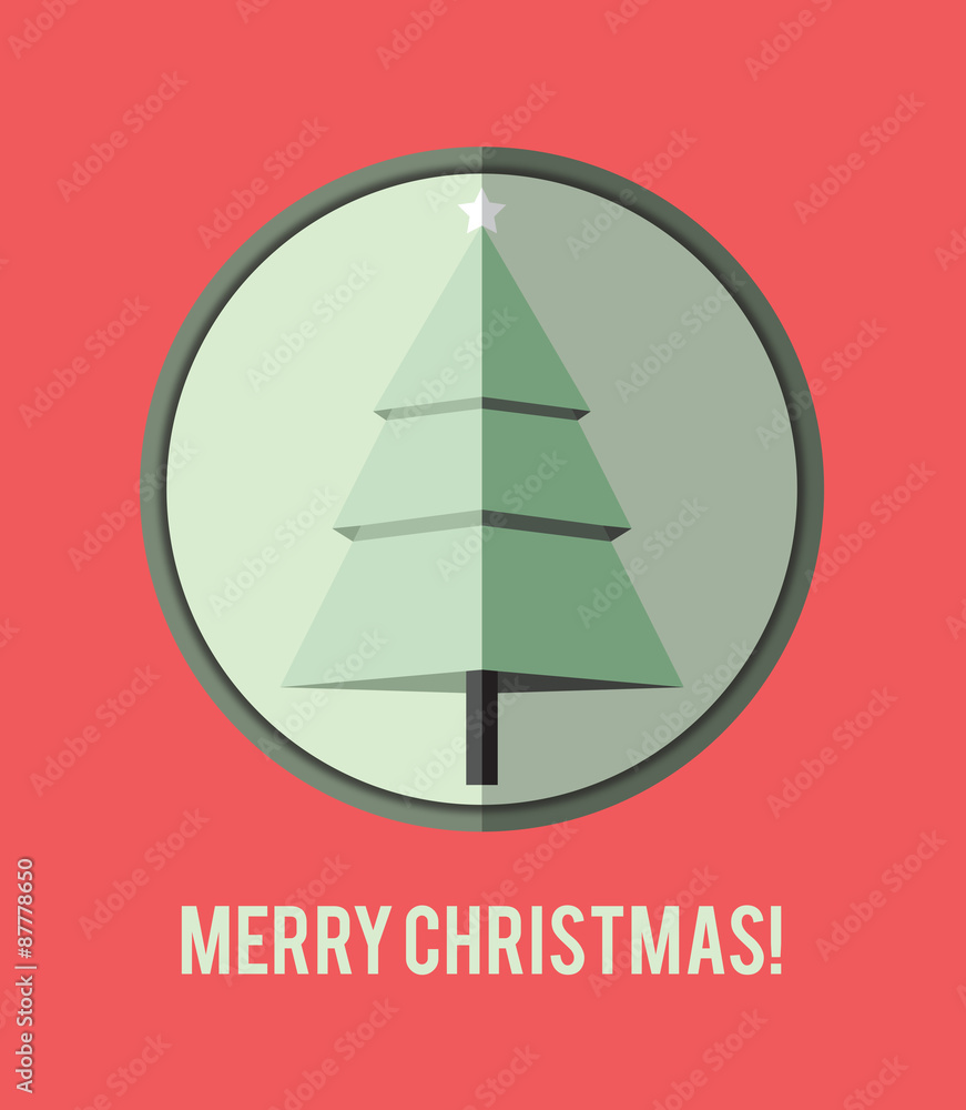 Flat design Christmas card. Flat design Christmas card.