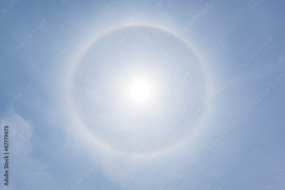 Corona, fantastic beautiful sun halo phenomenon