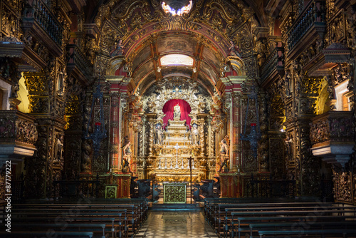Brazil, Rio De Janeiro, view of the nave of the St. Benedict (Sao Bento) monastery