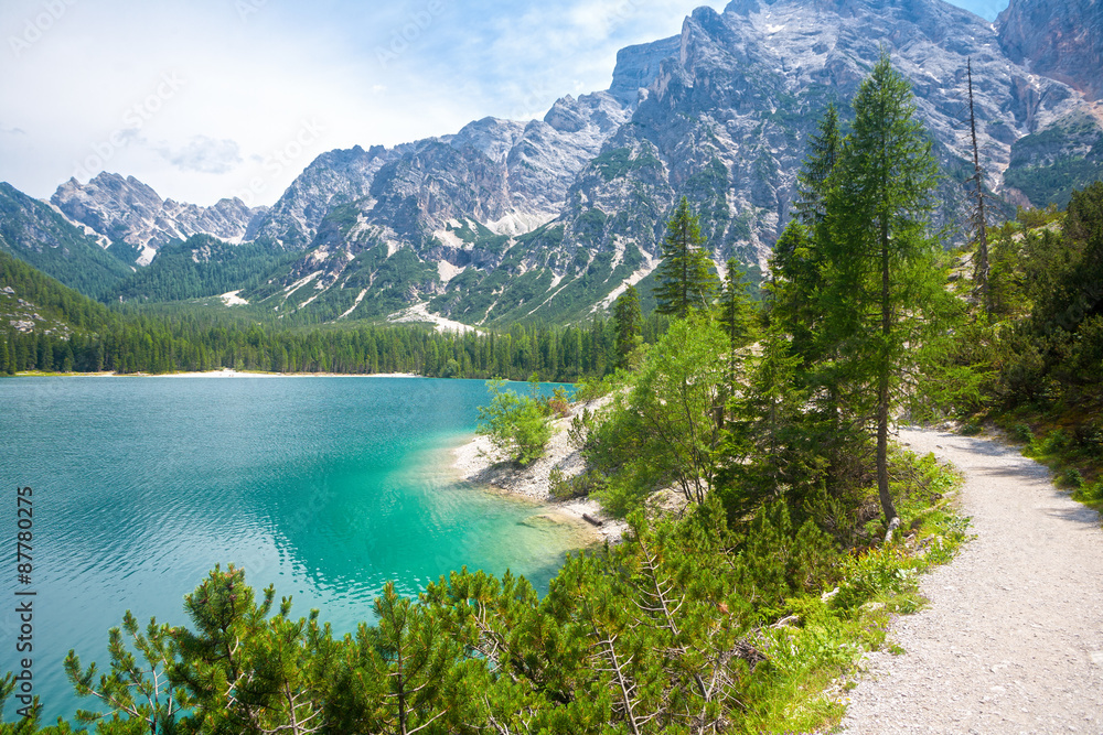 Hiking trail at Lake Braies