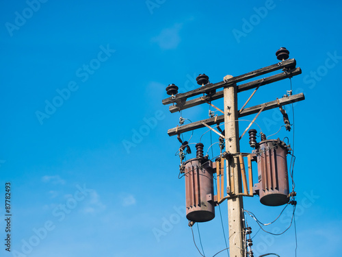 Wallpaper Mural Old transformers on concrete pole with blue sky. Torontodigital.ca