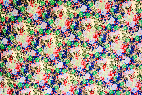 The texture of cotton fabric with small flowers