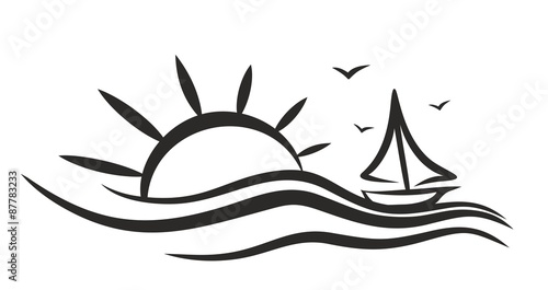 sailing vessel Sketch in the sea.