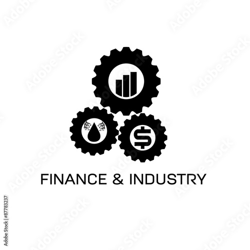 icons of finance and industry in gears