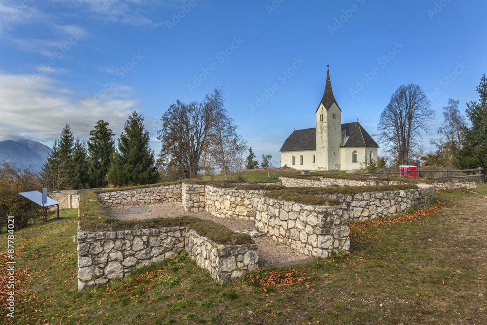 Roman ruins and pilgrimage church on Hemmaberg in Carinthia, Austria