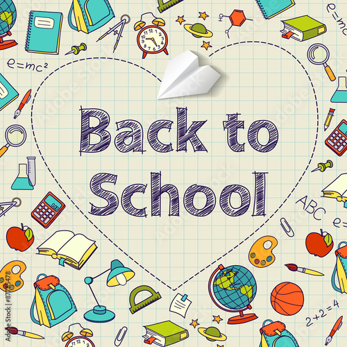 Back to school text end  vector doodle