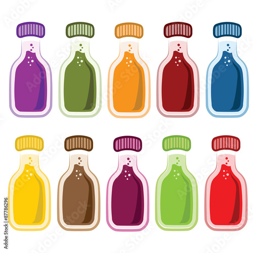 set of bottles with juice