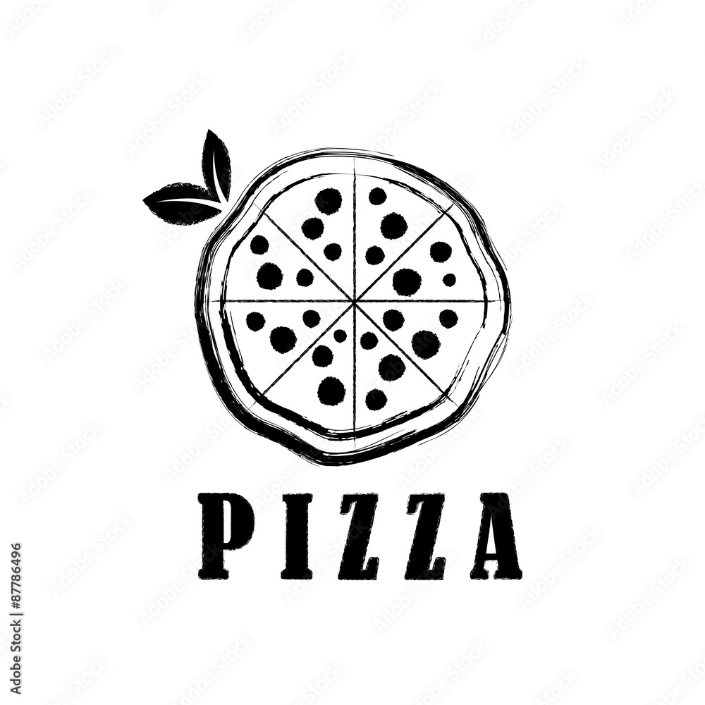 Obraz premium pizza with leaves vector design template