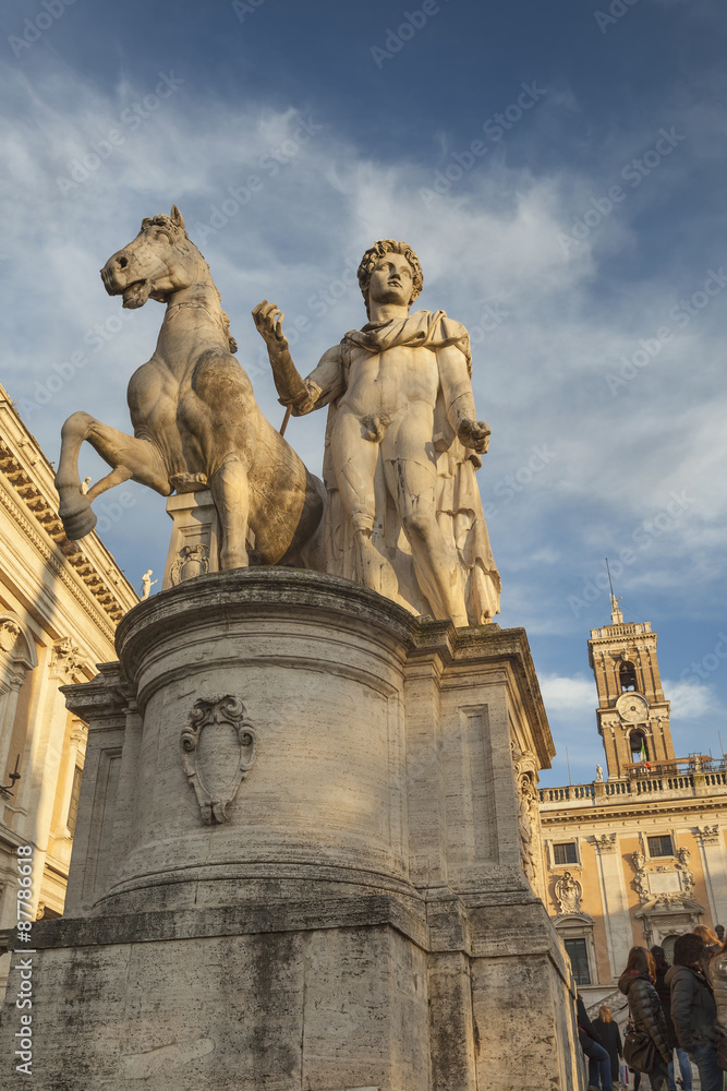 Dioscuri Statue on Capitoline Hill in Rome, Italy