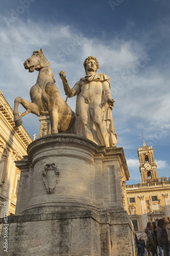 Dioscuri Statue on Capitoline Hill in Rome  Italy